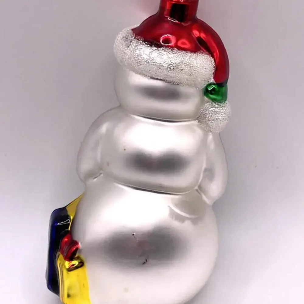 Snowman Wreath Gifts Glass Christmas Ornament 4